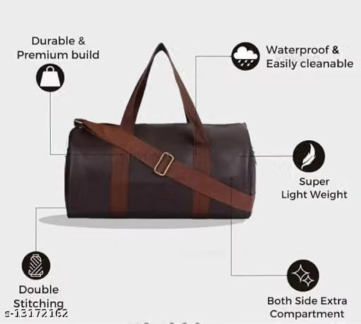 Women's PU Gym Duffle Bag Brown